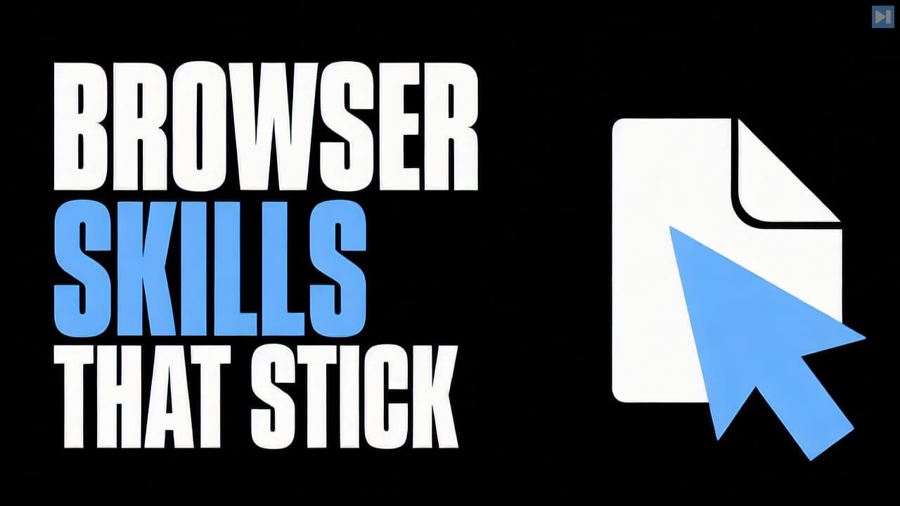 A browser cursor illustration beside the headline Browser Skills That Stick