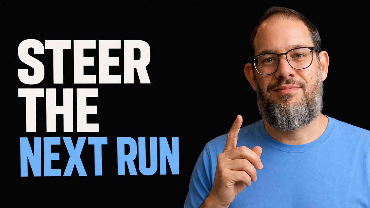 Portrait of Nate B. Jones beside the words Steer the Next Run